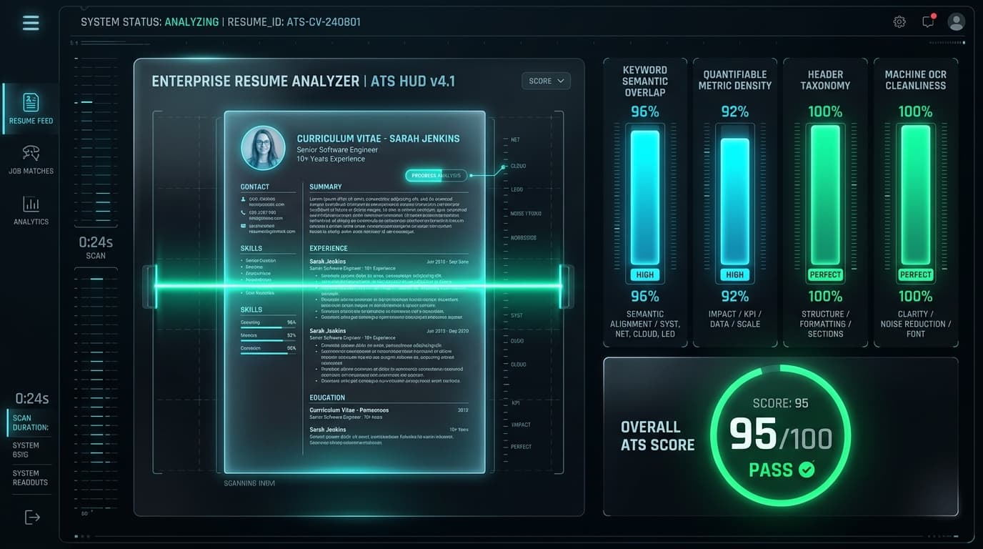 Enterprise ATS Resume Scanner HUD Telemetry